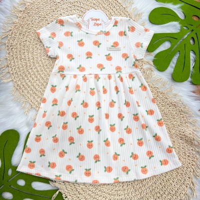  Vestido Canelado Off White Laranjinhas